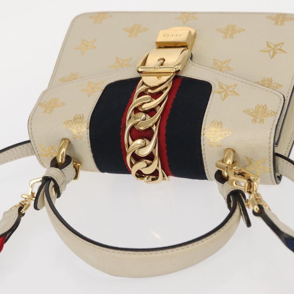 GUCCI Silvi Sherry Line Hand Bag Leather 2way Beige Gold 470270 Auth bs31644 - Picture 6 of 16